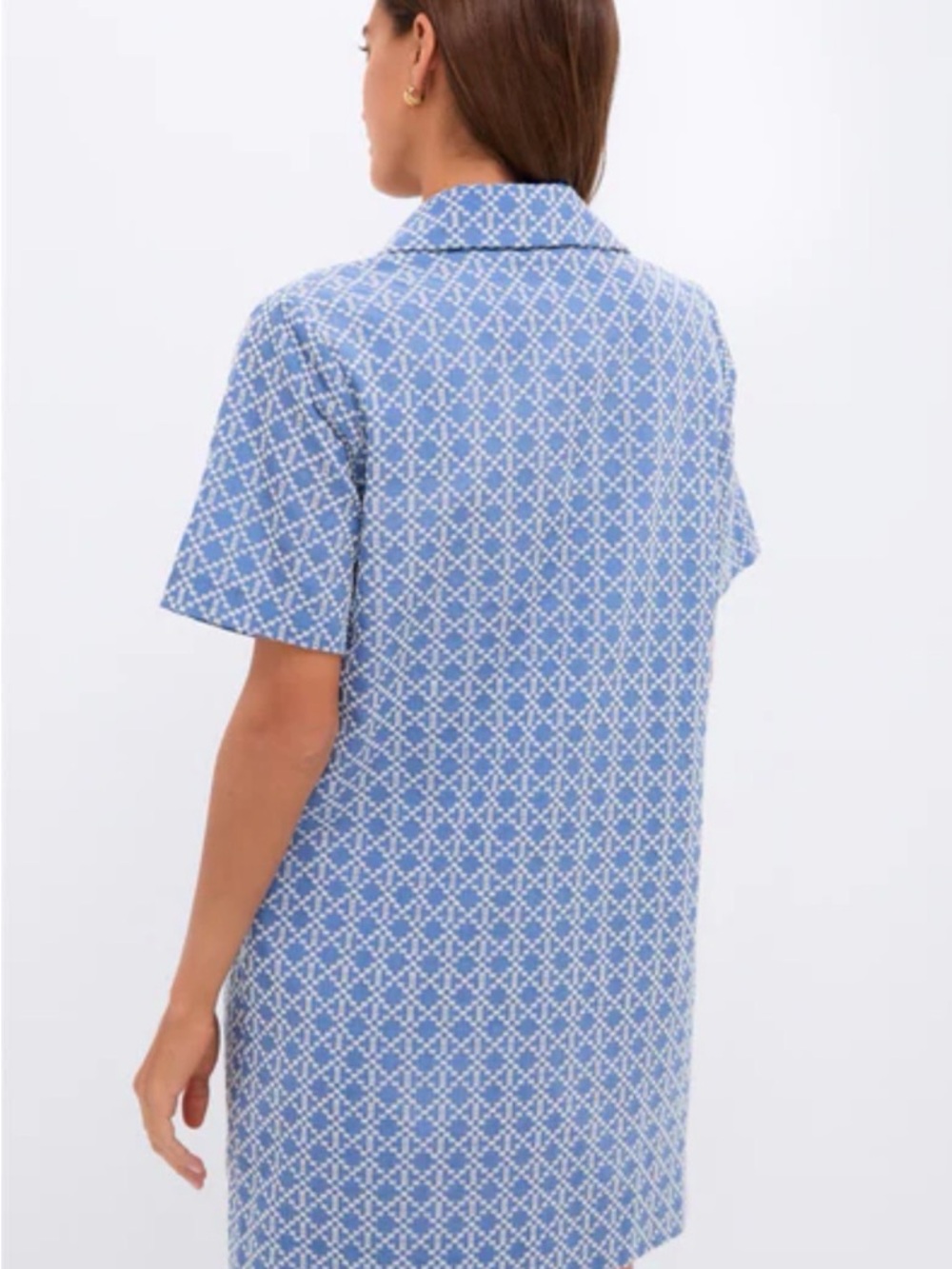 Pomander Place Blue and White Asymmetrical Shirt Dress - Picture 4 of 9